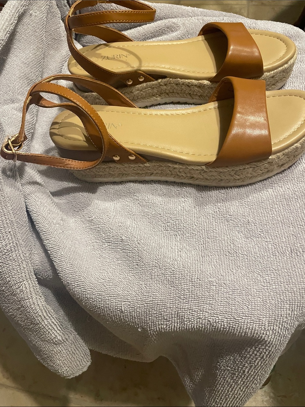 Womens Espadrille Ankle-Strap Sandals - Tan
